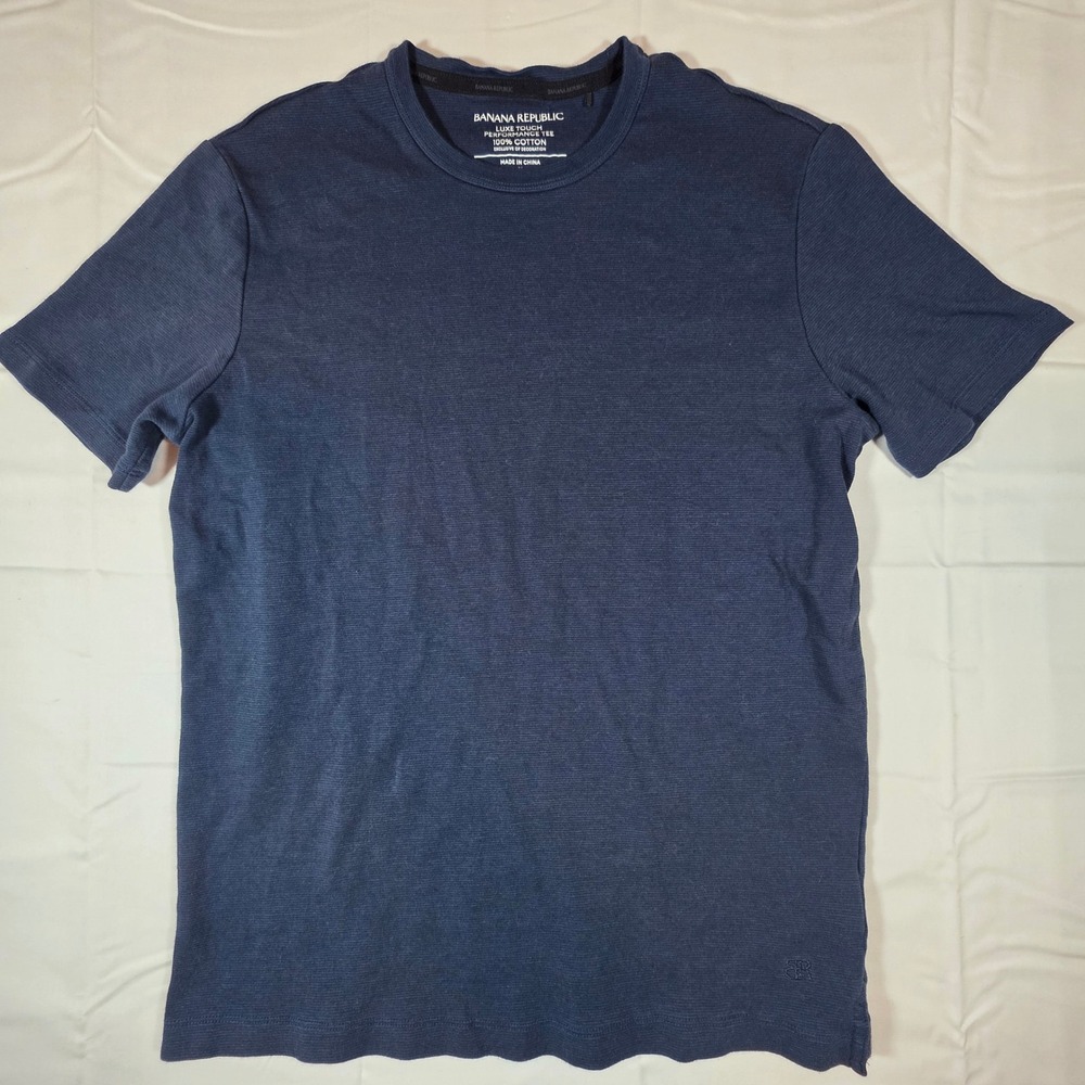 Banana Republic Luxe Touch Performance Tee Mens Medium Navy Blue Cotton T-Shirt